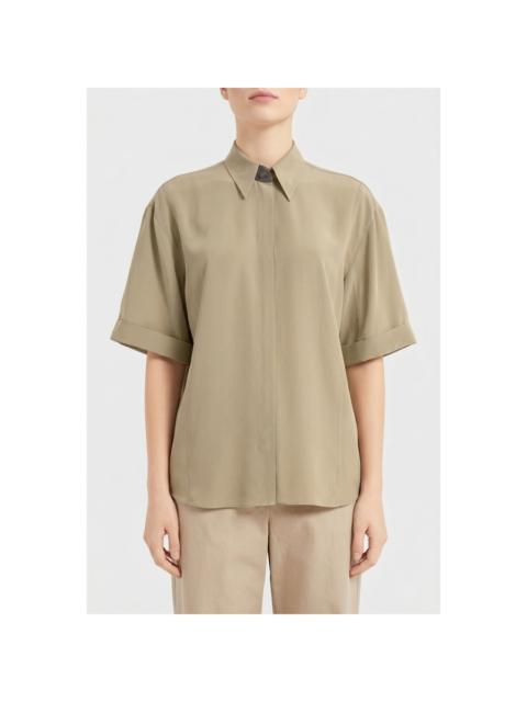 Brunello Cucinelli Brunello Cucinelli Wolight Khaki Silk Shirt