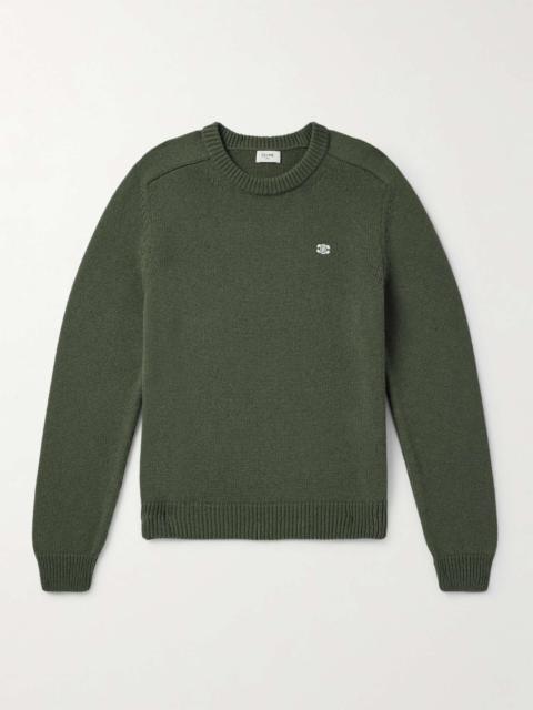 Triomphe Slim-Fit Logo-Embroidered Wool and Cashmere-Blend Sweater