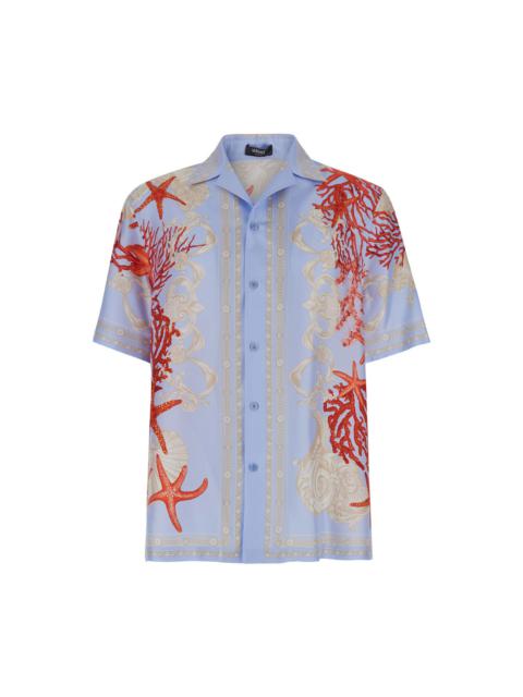 Multicolor Bowling Shirt With Barocco Sea Print In Silk Man