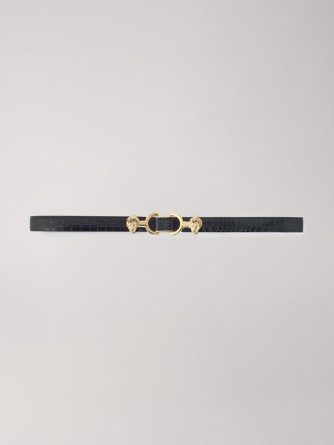 maje Thin leather belt with lion bit