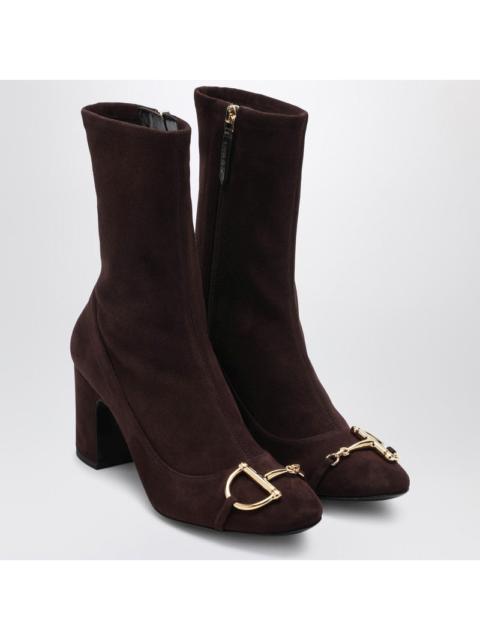 GUCCI Gucci Brown Suede Ankle Boot With Half Bit Women
