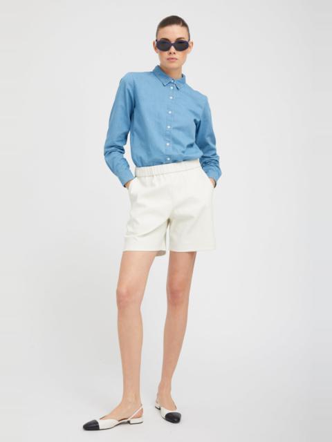 SPRWMN WHITE LEATHER CULOTTE SHORTS