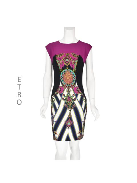 Etro Vintage Magenta & Black Sleeveless Mini Dress
