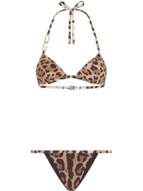 Dolce & Gabbana leopard-print halterneck bikini
