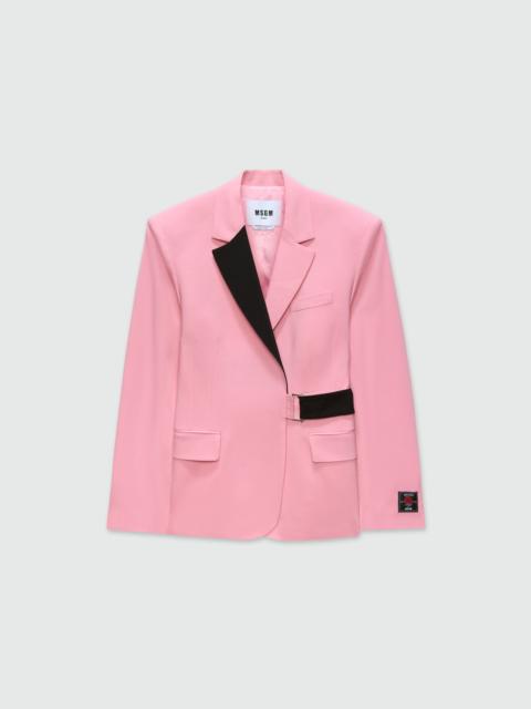 MSGM Pink single-breasted jacket in cool wool with contrasting details
