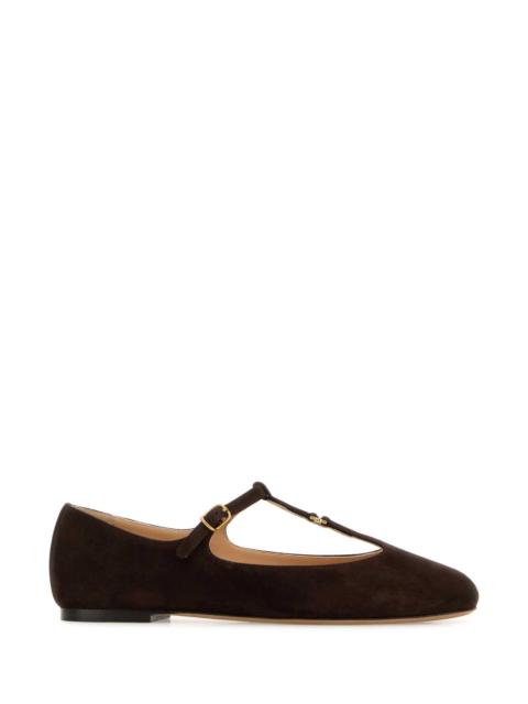 Chloé Chloe Women Dark Brown Suede Marcie Ballerinas