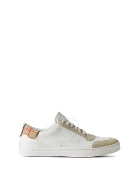 Burberry Check Print Lace-Up Leather Sneakers