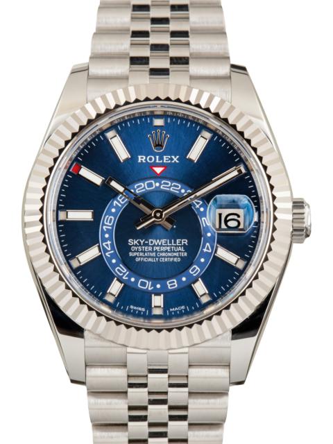ROLEX Pre-Owned Rolex Sky-Dweller Bright Blue Dial Ref 326934 Jubilee Band