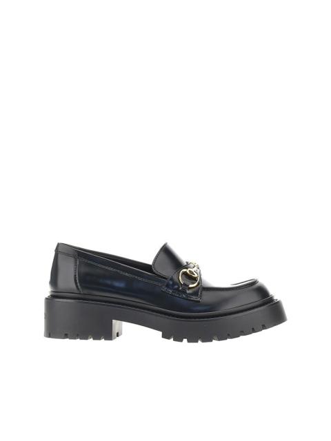 GUCCI Gucci Lug Sole Leather Loafers Black Women