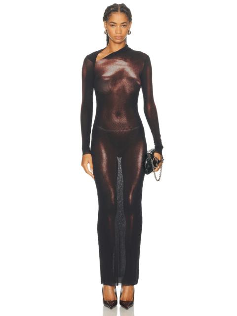 Jean Paul Gaultier Asymmetric Collar Long Body Dust Print Dress