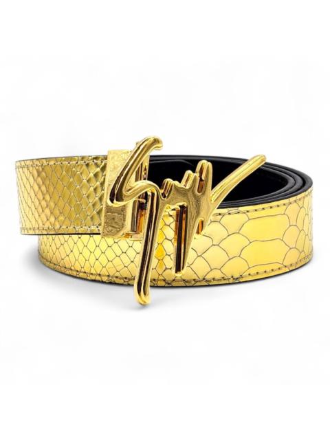 Giuseppe Zanotti Logo Crocodile Leather Belt Gold One Size - NWB $495