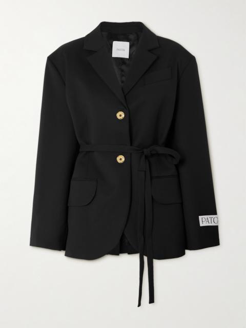PATOU Belted Stretch-wool Twill Blazer