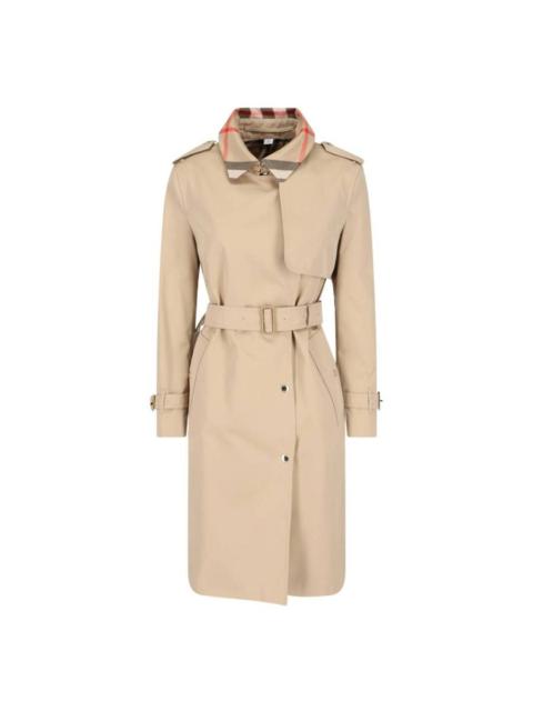 Burberry Burberry Check Collar Gabardine Trench Coat, Brand Size 8 ( US Size 6 )