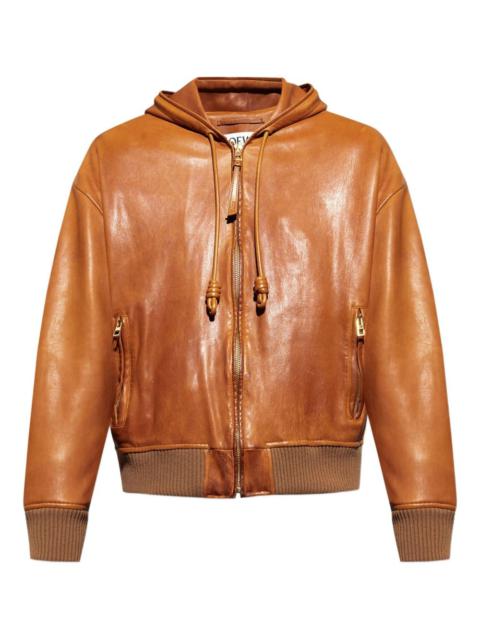 Loewe Loewe Men Hooded Leather Jacket