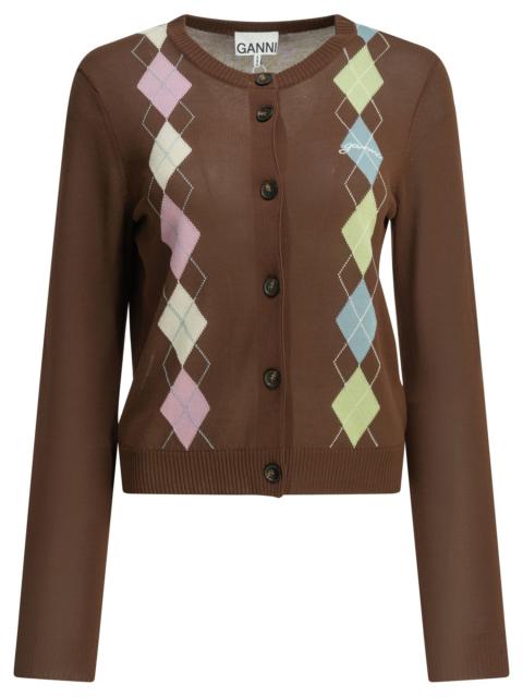 GANNI Ganni Argyle Cardigan Brown Women