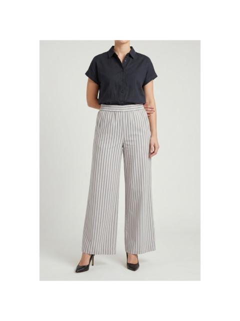 Brunello Cucinelli Brunello Cucinelli Off White Striped Wide Trousers