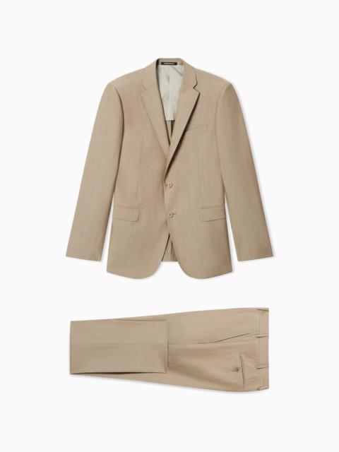 EMPORIO ARMANI SINGLE-BREASTED SUIT IN SUN-EFFECT POPLIN