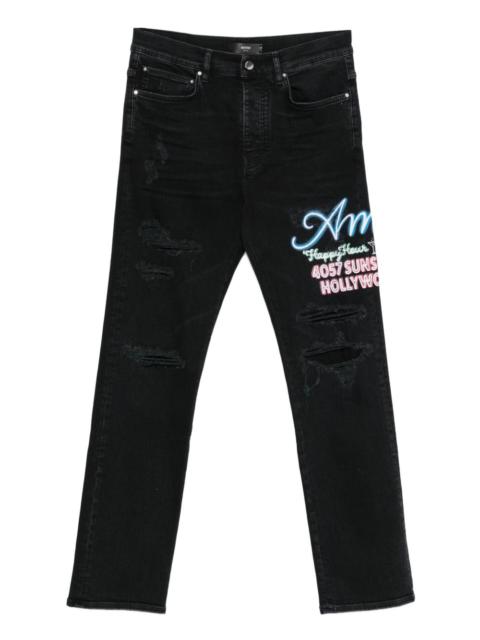 AMIRI distressed embroidered jeans