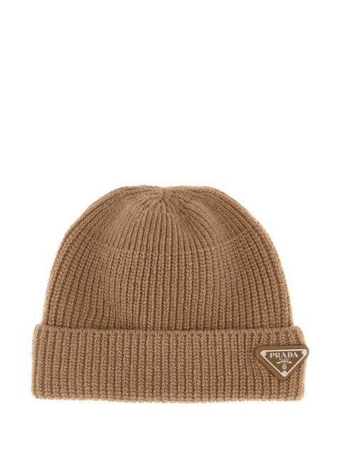 Prada Prada Men Camel Wool Blend Beanie Hat