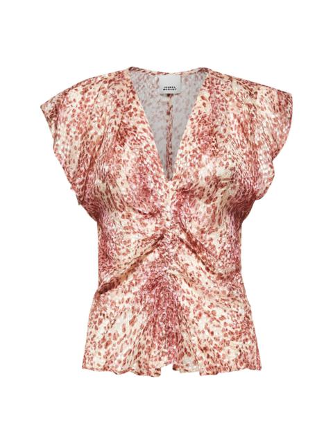 Isabel Marant Printed burnout velvet Lonea top