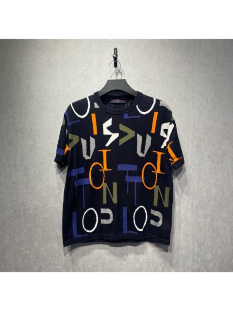Louis Vuitton Louis Vuitton colorful logo jacquard knit short-sleeved top