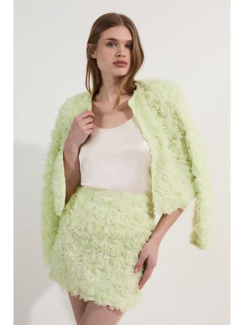 KAREN MILLEN Rosette Texture Woven Mini Skirt