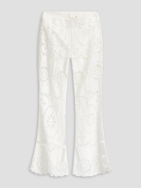 Zimmermann Broderie anglaise linen flared pants