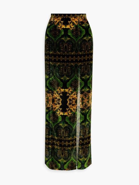 Alice + Olivia Stephine printed velvet maxi skirt