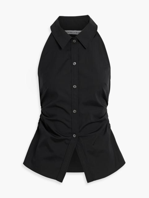 VERONICA BEARD Regina ruched cotton-blend poplin shirt