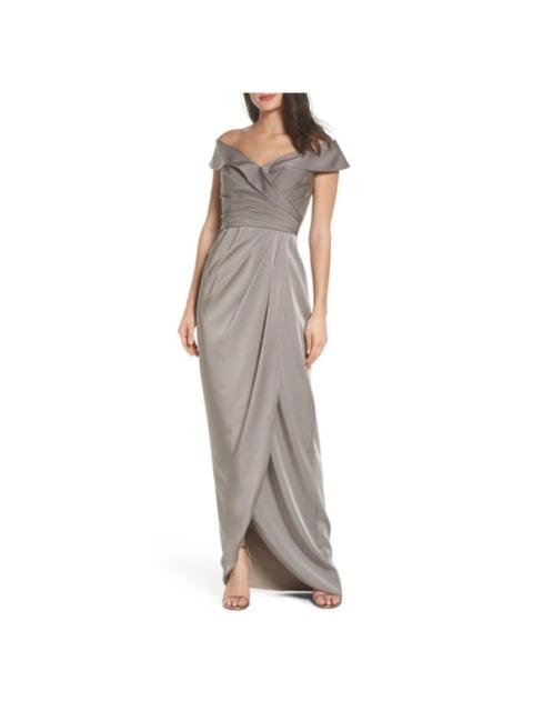 Other Designers NWT La Femme 25206 Surplice Off the Shoulder Gown Pewter Sz 12 $338