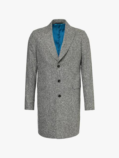 Speckled notch-lapel wool coat