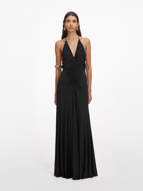 self-portrait Black Jersey Gathered Maxi Dress