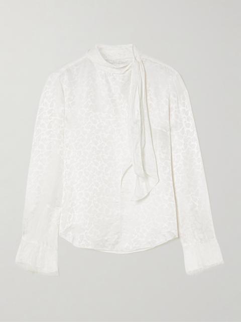 Isabel Marant Raphaella Pussy-bow Paisley-print Satin-jacquard Blouse