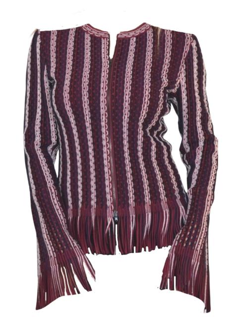 Alaïa Seamed Knit Moto Fringe Jacket
