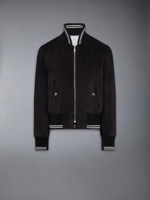 Thom Browne CALF SUEDE RIB KNIT BOMBER JACKET