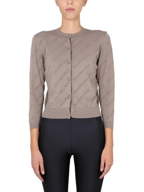 BALENCIAGA Balenciaga Women Allover Logo Cropped Cardigan