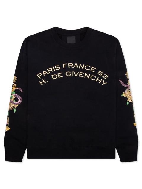 Givenchy FLEECE SWEATSHIRT WITH CHANDELIER AND SNAKE - BLACK