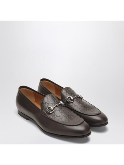 Gucci Brown Leather Gg Moccasin With A Buckle Men