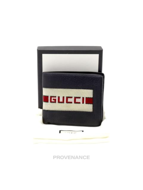 GUCCI Gucci Logo Stripe Web Bifold Wallet - Black Leather