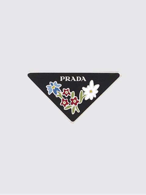 Prada Prada Women Metal Brooch Prada With Printed Floral Motif