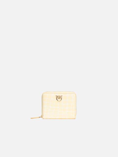 PINKO PINKO GALLERIA SQUARE ZIP-AROUND WALLET IN SHINY CROC-PRINT LEATHER