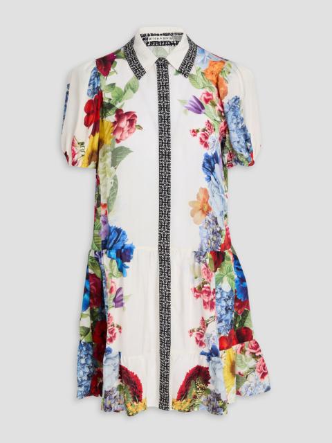 Alice + Olivia Claire floral-print cupro-twill mini shirt dress