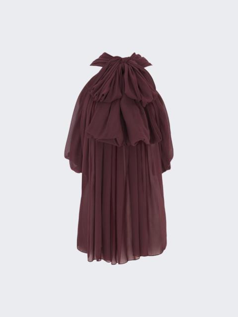 SAINT LAURENT Lavalliere Neck Blouse Bordeaux Fonce