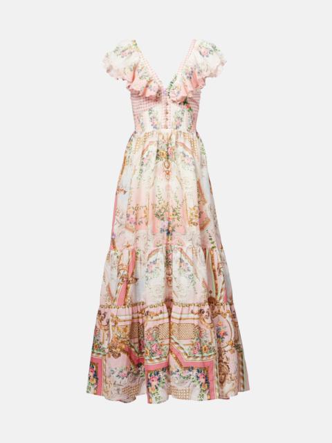 CAMILLA Tiered linen maxi dress