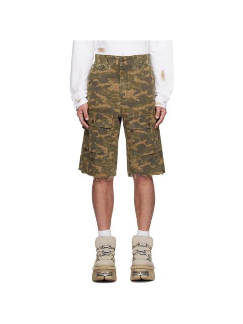 We11done Khaki Camo Vintage Shorts