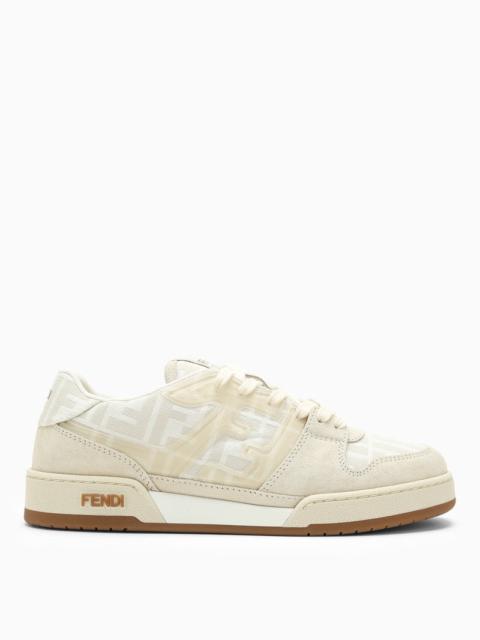 Fendi Match Low-Top Trainer In Canvas And White Suede Women