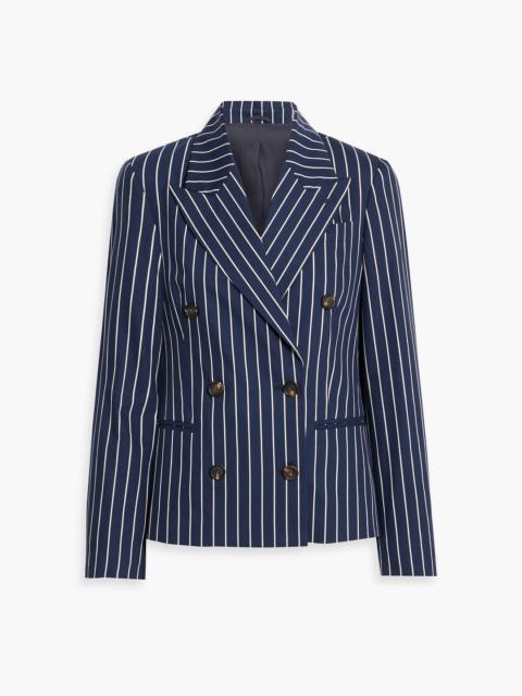 Brunello Cucinelli Double-breasted striped cotton and silk-blend blazer
