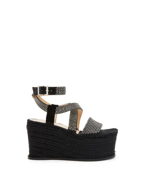 Petal espadrille platform in suede calfskin and rhinestones