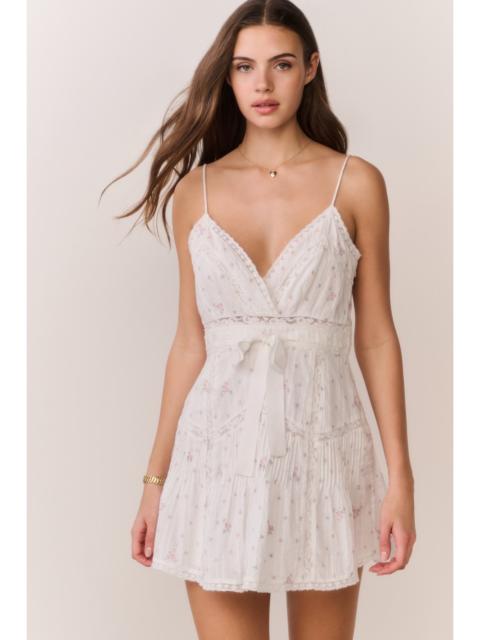 LoveShackFancy Sibelle Floral Embroidered Cotton Mini Dress