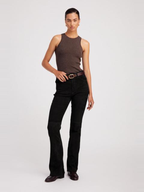 SPRWMN BLACK SUEDE 5 POCKET MICRO FLARE PANTS